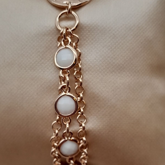 18k ROSE GOLD OVER BRONZE STATIONED COIN BRACELET SIZE 6- 7.5 - Picture 3 of 5